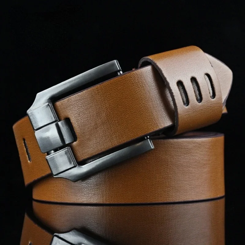 Men's New Luxury Leather Belt Pin Buckle Belts Men Alloy Buckle Fashion Male Vintage Waist Strap Soft Pu Leather Waistband 110cm