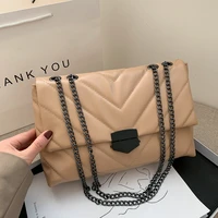new ins casual chain crossbody bags for women fashion simple shoulder bag ladies designer handbags pu leather messenger bags