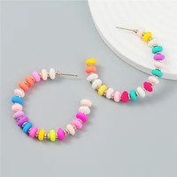 colorful beads earrings for women simple round hoop earrings womens accessories korean fashion jewelry gift 2022 wholesale new