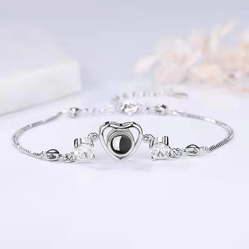Personalized Projection Photo Bracelet-Heart Pendant Bracelet Projection Memorial Photo Bracelet-Photo Jewelry  Gift