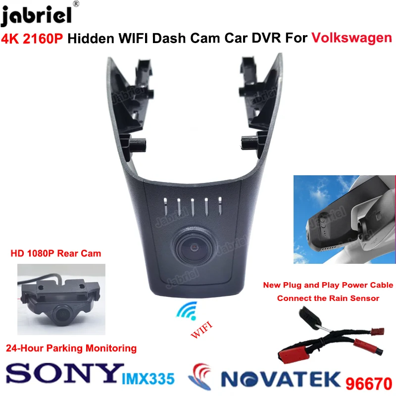 

4K Car Dvr Dash Cam Rear Camera 2160P Video Recorder For Volkswagen Touareg Passat T Roc For VW Touareg Passat T Roc 2018-2022
