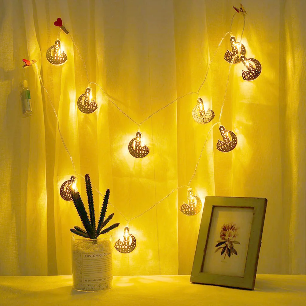 

Festival String Lights Ramadan Eid Mubarak 1.5m 10 LED Moon Castle Fairy Lantern LED Night Light Bedroom Lamp Decor