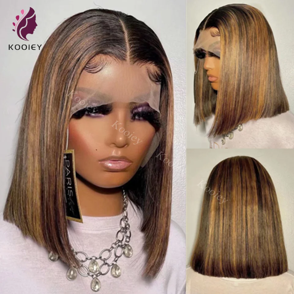 

Парик с прямыми волосами, 13x 4, парики на сетке спереди для черных женщин, хайлайтер, парики с неповрежденными волосами, бразильские волосы, короткие волосы с эффектом омбре, парики из человеческих волос