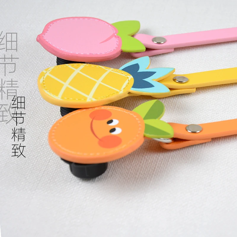 New Tanqu Long Obag Pu leather Handles with cartoon fruit drops strawberry orange Flat PU Belt attachments for EVA O Bag Body
