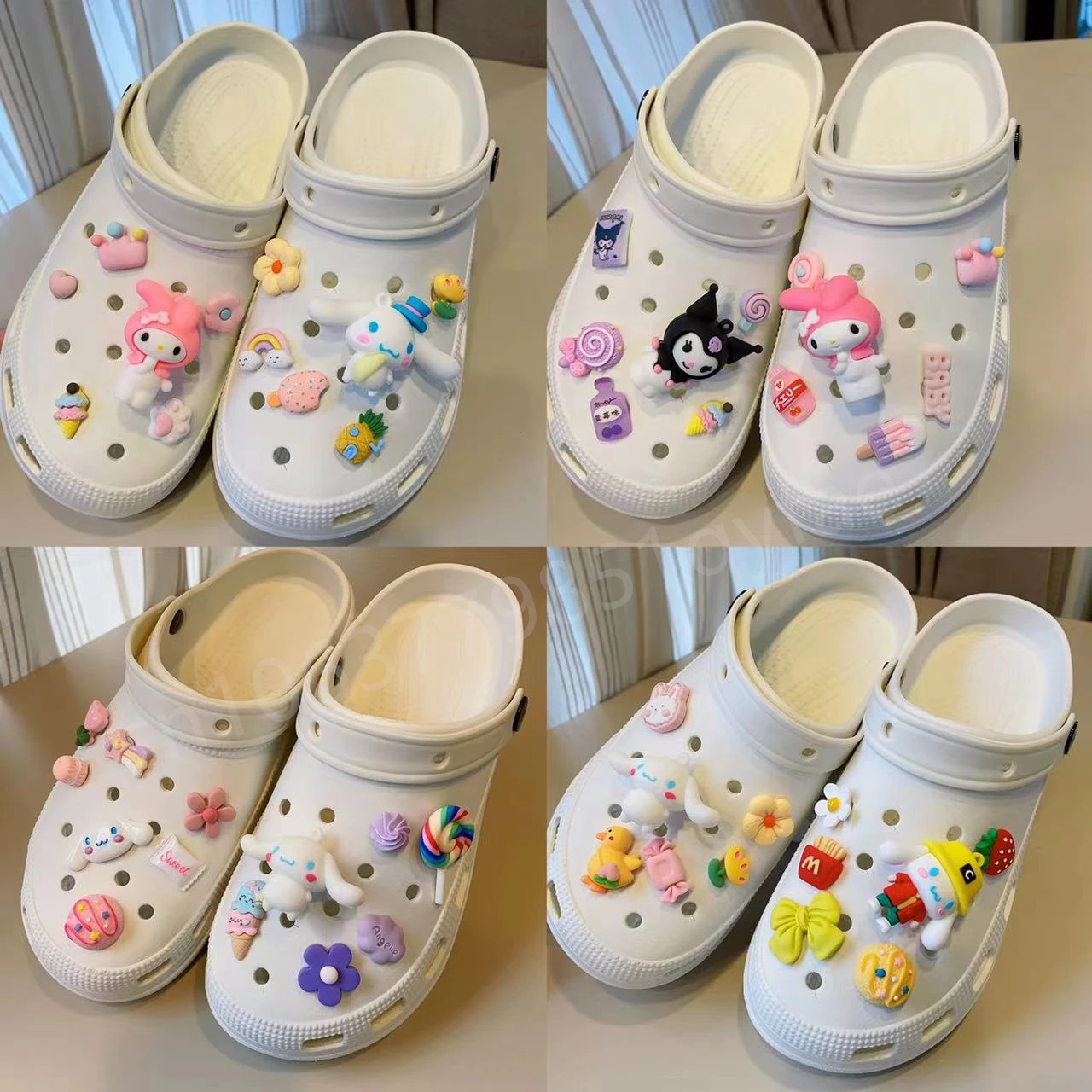 

Аксессуары Sanrio 10-12 шт., подвеска для обуви, пряжка, аниме Kuromi Cinnamoroll Hello Kitty Melody, мультфильм «сделай сам», подарок для девочки