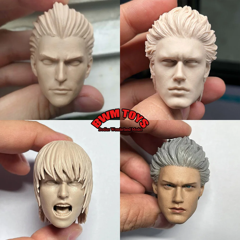 Неокрашенная белая модель Мужская голова масштаба 1/6 Резная Голова вергила Данте