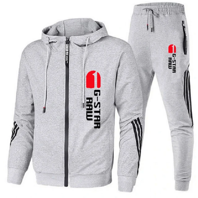 2023 Men's Spring and Autumn Hoodie Sportswear Set 2PK Sportswear Casual Zipper Jacket+Pants Running Sportswear Set