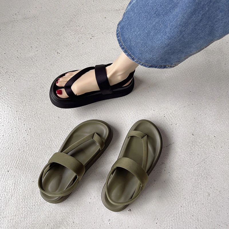 

Thick-soled Beach Sandals Women's 2022 Summer New All-match Comfortable Clip Buckle Flat Casual Sports Roman Shoes Sandals