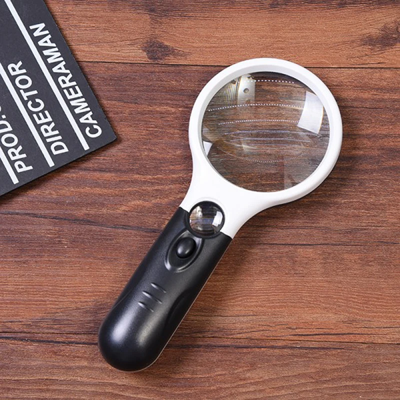 

3X 45X Double Lens Illuminated Reading Magnifier with LED Microscope Magnifying Glass Aid Reading for Jewelry Repair Tool