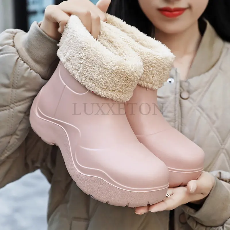 

Winter Fashion High Boots for Women Outdoor Plush Warm Lined Snow Boots Handmade Quality Slip-on Botas De Mujer Trend Hot Sale