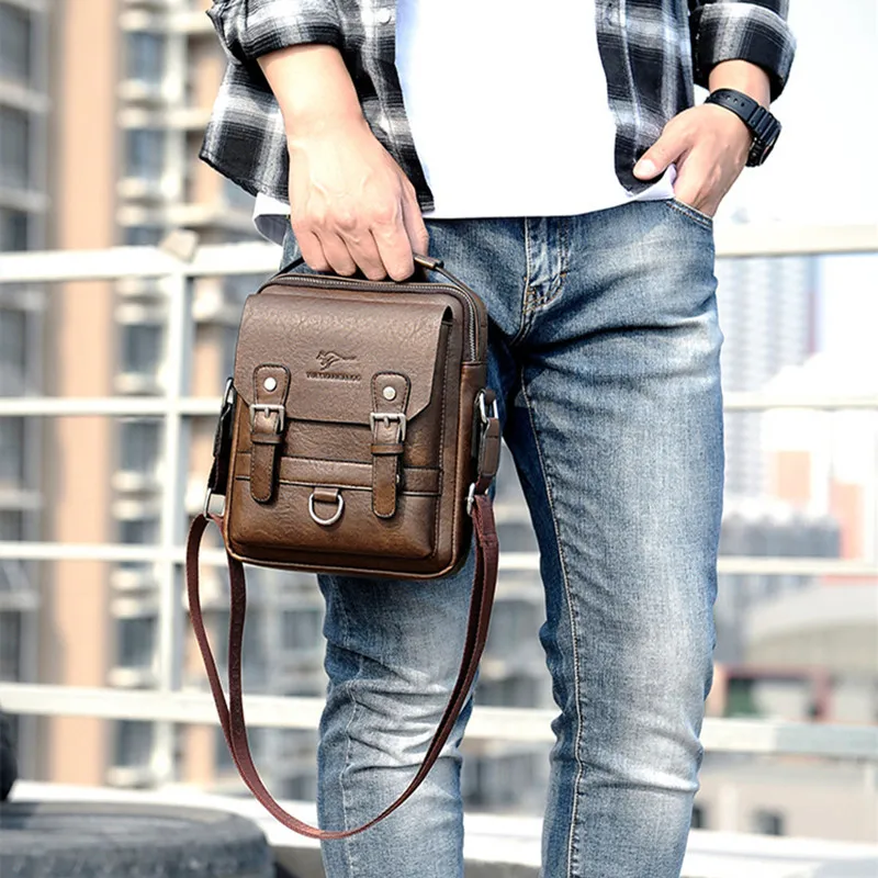 Vintage Leather Shoulder Bag For Men Luxury Casual Man Crossbody Messenger Bag Small Strap Handbags Male Tote Bag