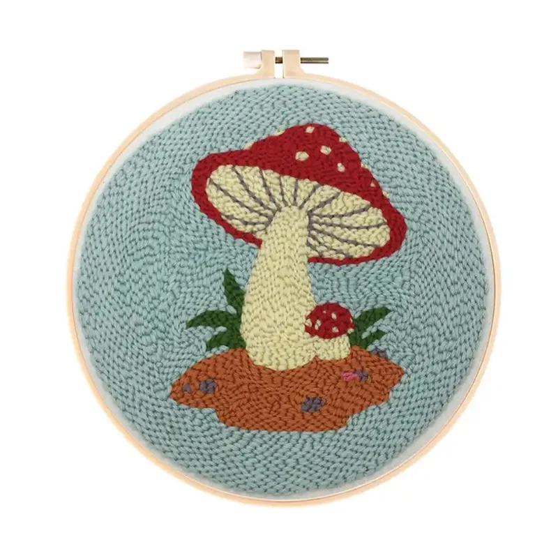 

Cartoon Mushroom Cross Stich Embroider Kit Handmade Poke Needle Wool Threads Punch Kit For DIY Women Crafter Beginner Kids Gift