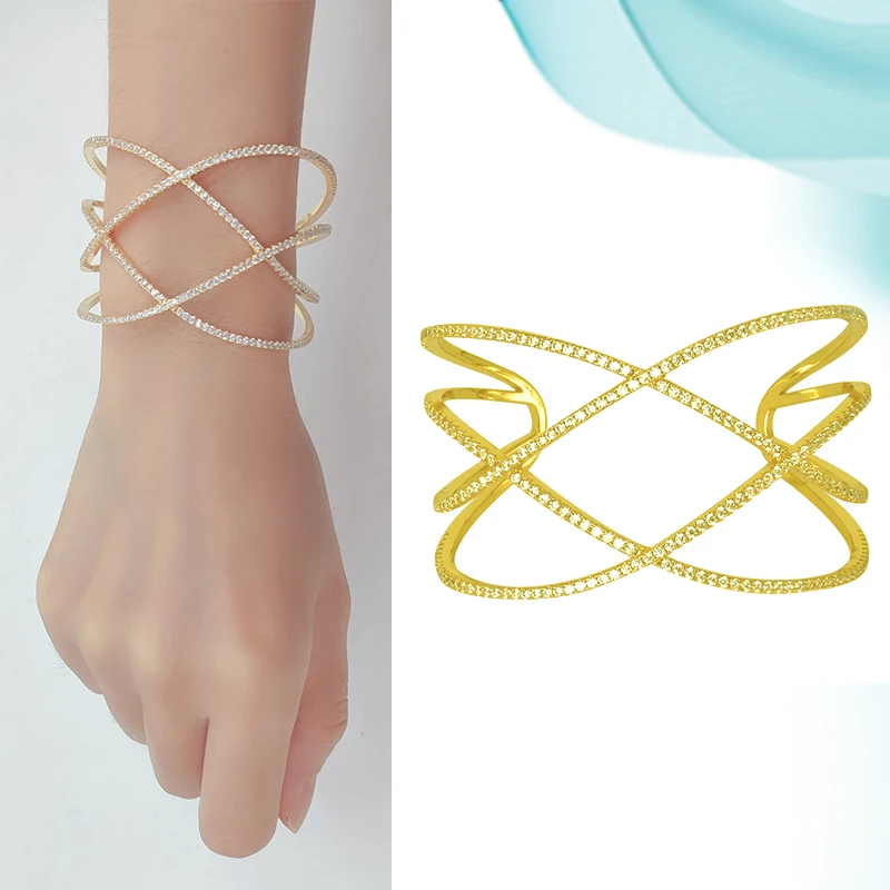 

Женский Медный Браслет-манжета, элегантный браслет на запястье с бриллиантами, Роскошный аксессуар, новый дизайн