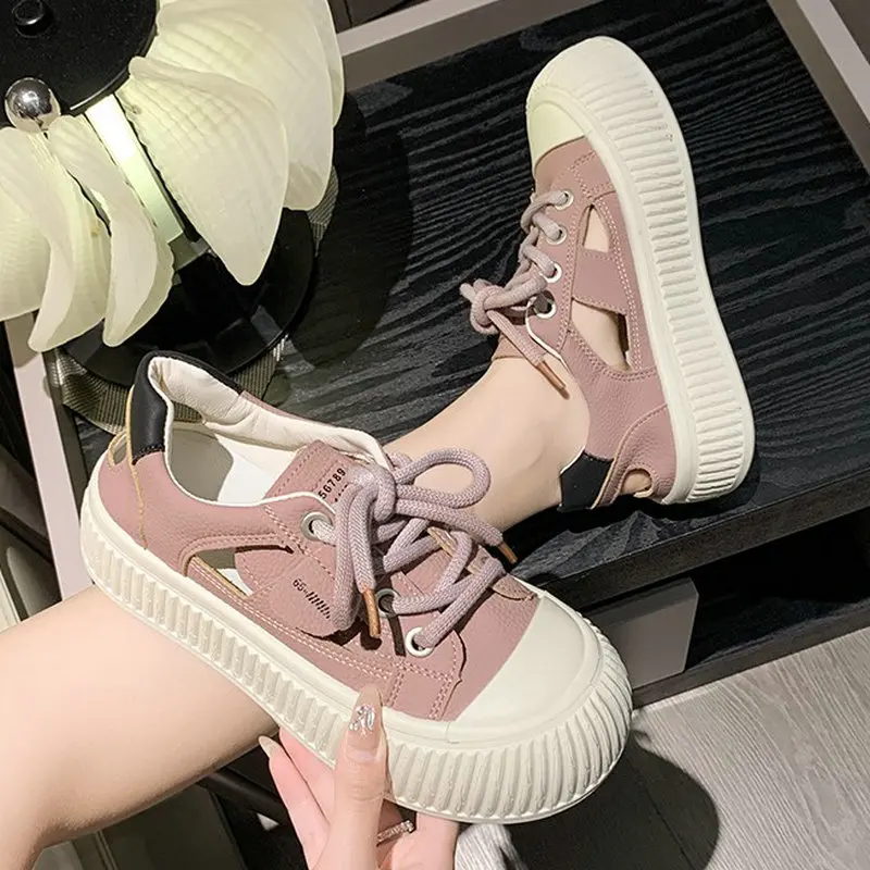 2023 Summer New Women's Hollow Out Shoes Platform Sneakers Solid Casual Personality Walking Fashion Female Zapatillas De Mujer