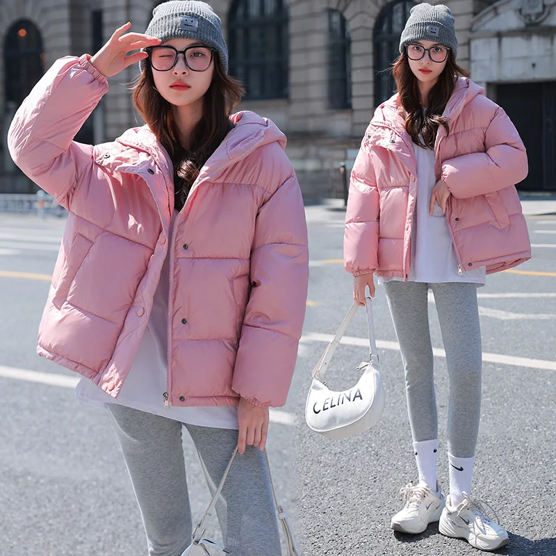 Women's Winter Jacket Coats Thick Down Cotton Padded Short Coat Female Fashion Loose Casual Hooded Parkas Woman Overcoat