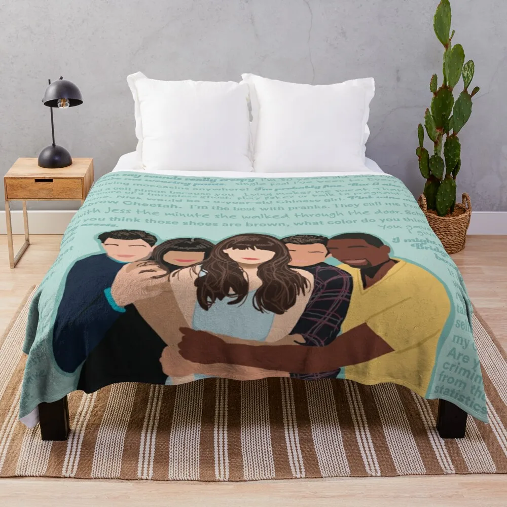 

new girl cast and quotes Throw Blanket Custom Blanket