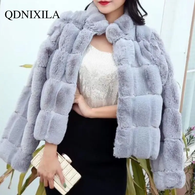 2022 Winter Faux Fur Coat  Women's Short Korean Version Loose Imitation Otter Rabbit Hair Coat Long Sleeve Top Fur Coat Women