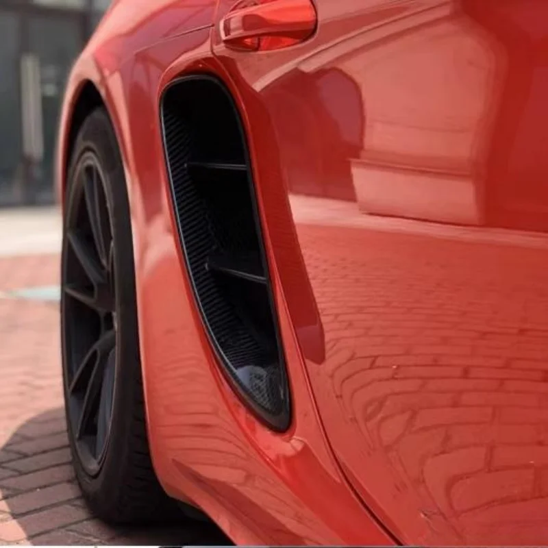 Для Porsche 718 Boxster Cayman 2016-2021 ventiventilasi udara Fender sisi serat karbon asli Mobil Trim