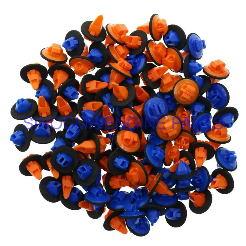 

100pcs/set Orange & Blue Trim Moulding Clips For Toyota 4Runner Sequoia Tacoma 17mm Car clips and fasteners