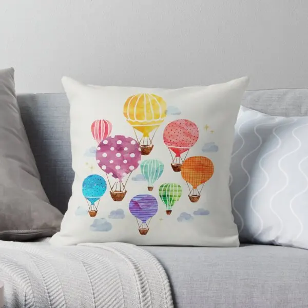 

Hot Air Balloon Printing Throw Pillow Cover Anime Bedroom Car Bed Fashion Fashion Home Hotel Case Decor Pillows not include