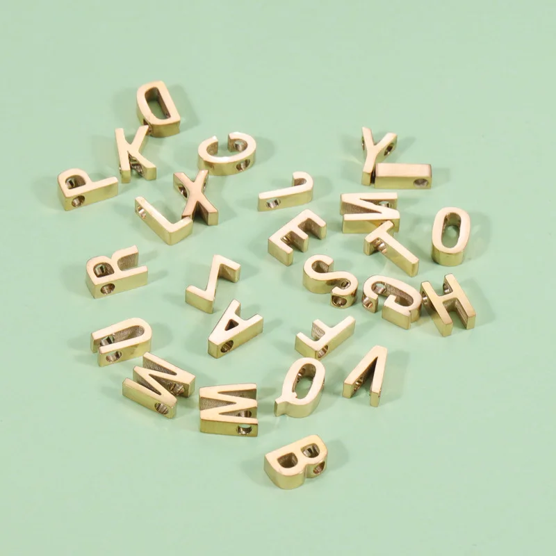 4Pcs Stainless Steel Polished Letter Gold Beads A-Z26 British System Aperture 1.8mm Bead DIY Jewelry Making Accessorie Wholesale