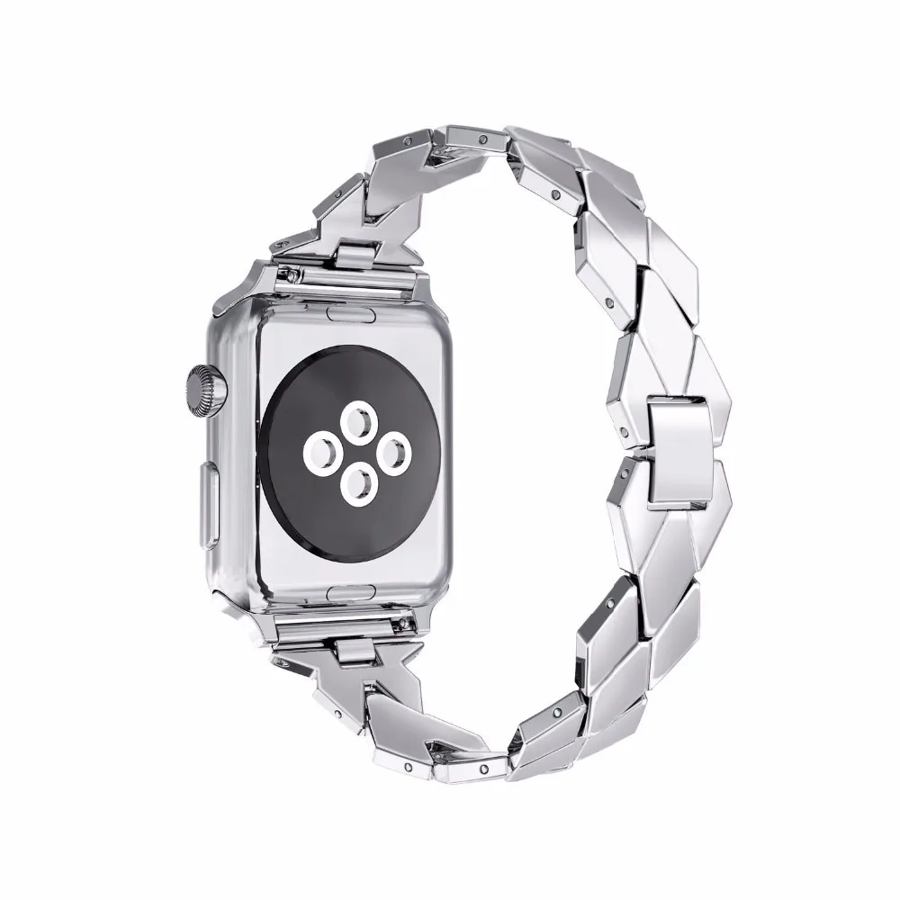 Strap For Apple Watch band 45mm 40mm 44mm 41mm 42mm/38mm iwatch series 7/6/5/4 Rhombus Stainless Steel correas link Bracelet
