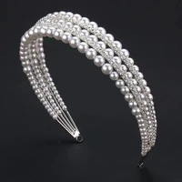 ins triple row pearl crystal headband fashion women hairband for party gem hair band luxury headbands girl hair accessori