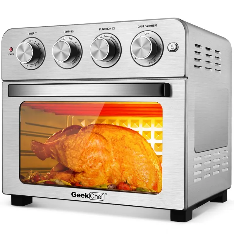 

16QT Air Fry Oven 4 Slice Toaster Convection Air Fryer Oven Warm, Broil, Toast, Bake, Air Fry, Oil-Free, Sliver
