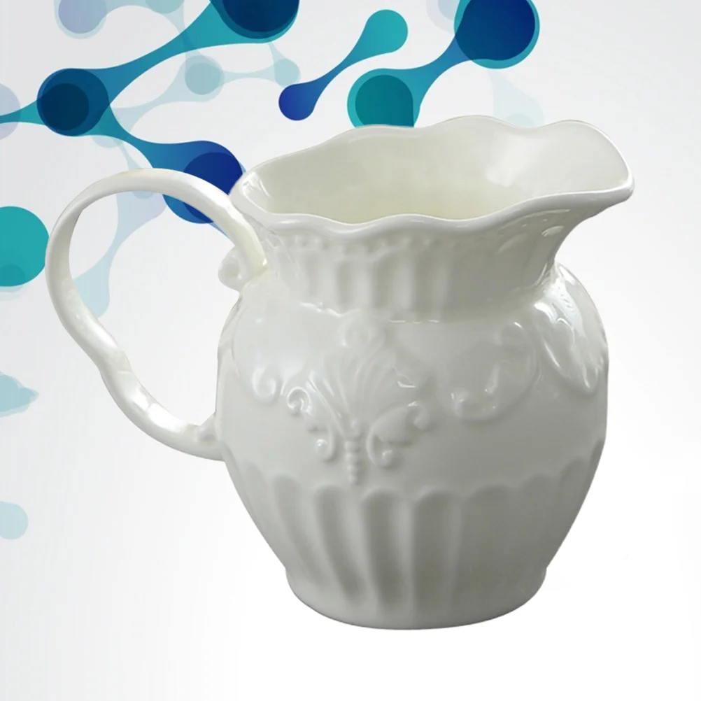 

Steaming Pitcher Flower Pot Espresso Pitchers Cup White Ceramic Creamer Ceramic Frothing Pitcher Coffee Server
