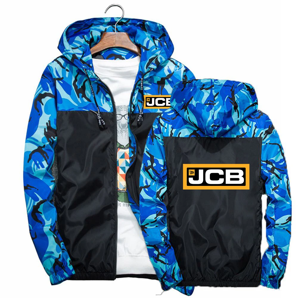 

New Midnight Star Excavator Jcb Printing Men Jacket Zipper Splicing Camouflage Windbreaker All-Match Hoodies Man Sportswear Coat