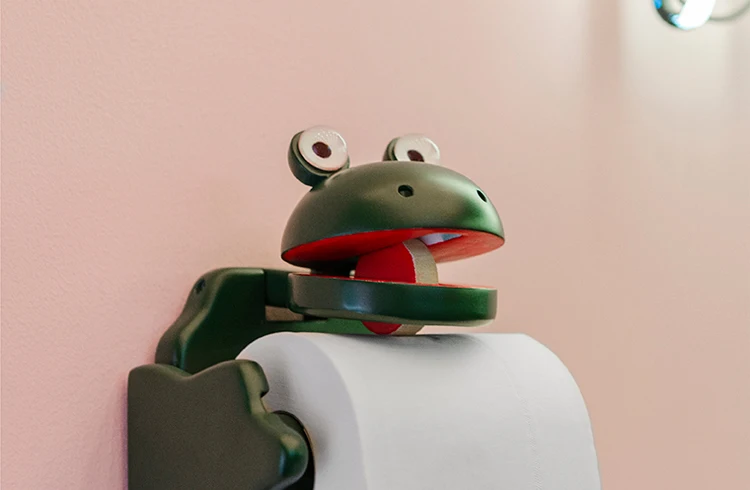 Creative Quagai Roll Stand Frog Tissue Holder Solid Wood Storage Toilet | Строительство и ремонт