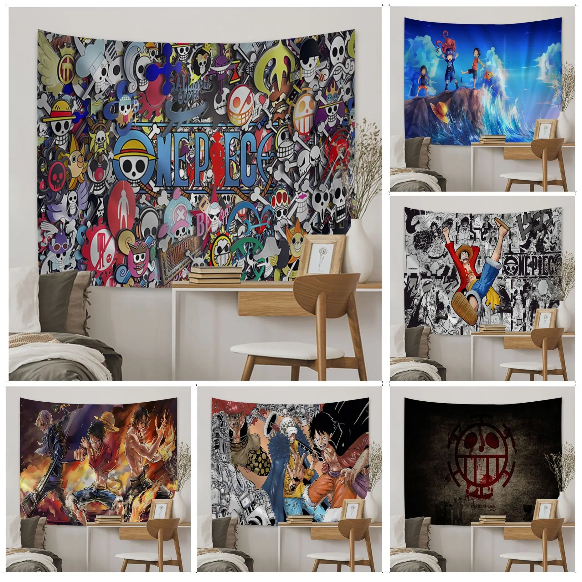 

BANDAI One Piece Chart Tapestry Japanese Wall Tapestry Anime Art Home Decor
