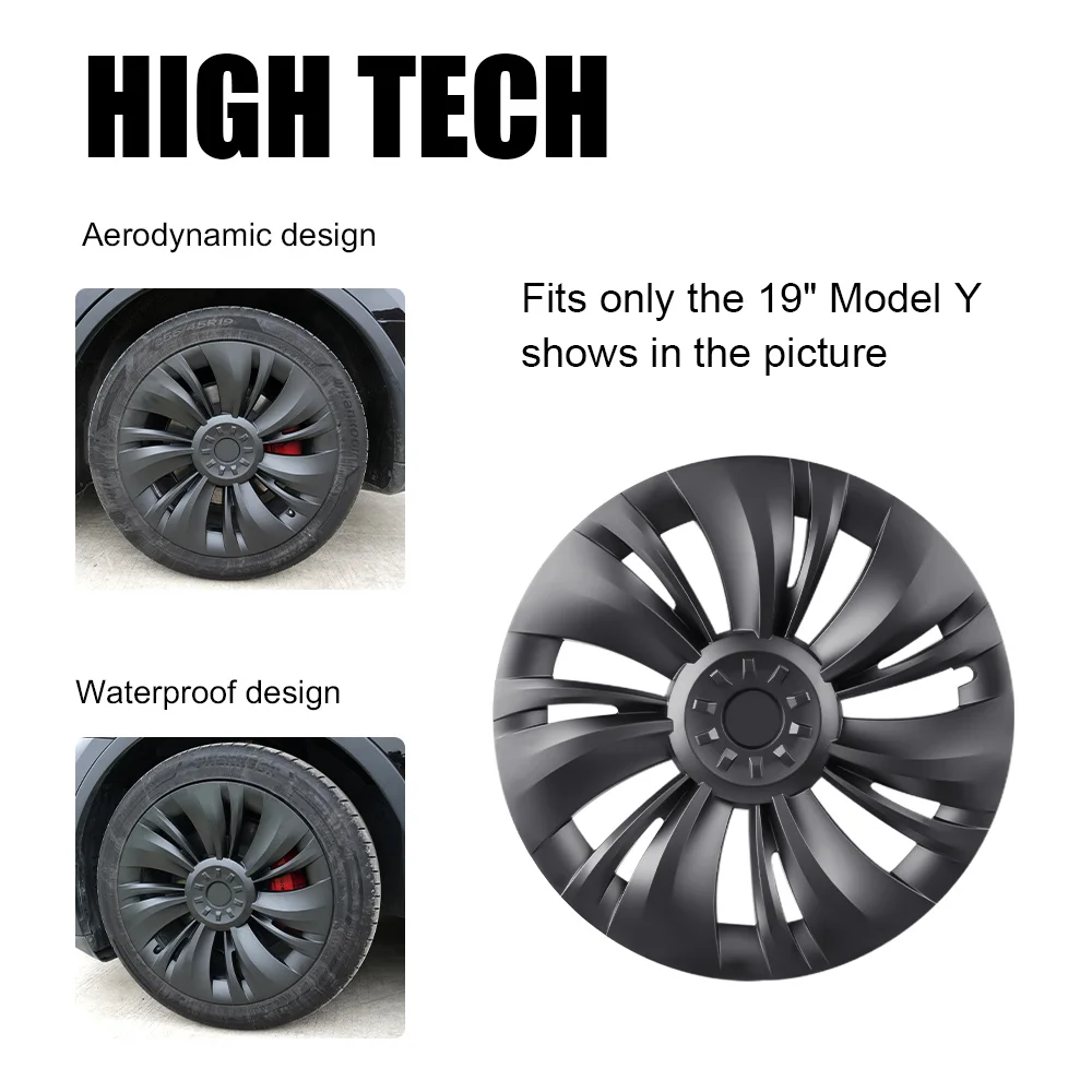 

New 4PCS 19-Inch Whirlwind Hubcap For Tesla Model Y Wheel Cap Original Car Replacement Automobile Cover Automobile Accessories