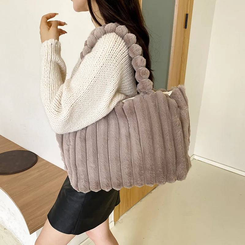 Сумка-тоут в стиле ретро модная сумочка большой вместимости простой плюшевый