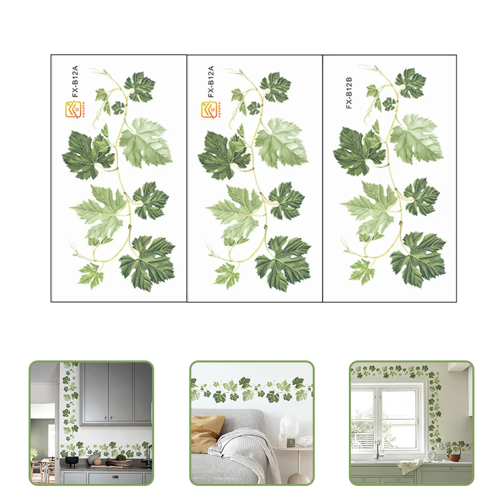 

3 Sheets Green Plant Wall Stickers Home Decoration Bedroom Living Room Stickers