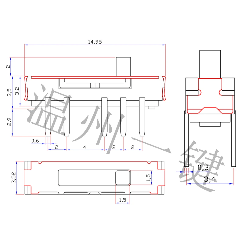 100 шт. MSS-24D20 небольшой тумблер 10-контактный вертикальный вставной 4-ступенчатый