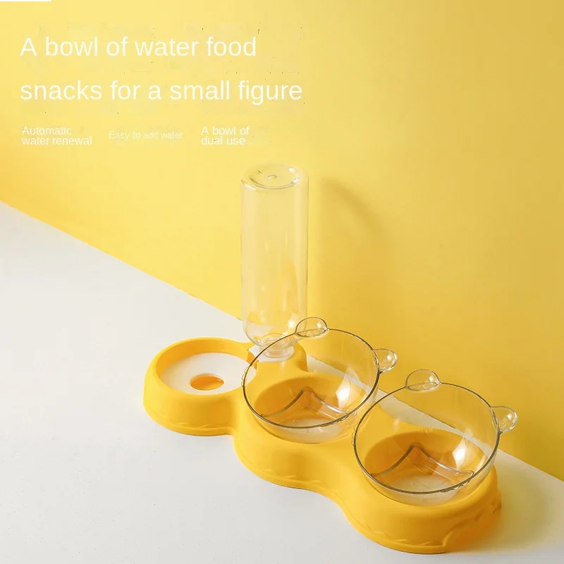 

Двойная миска для кошек, влагонепроницаемое горлышко, двойного назначения, автоматическая кормушка с тремя чашами, автоматическая миска дл...