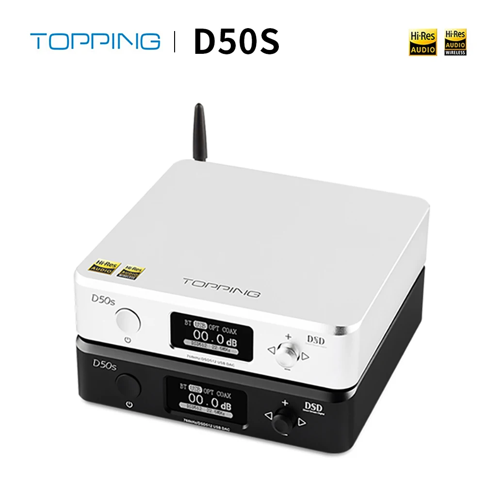TOPPING D50S Hifi USB DAC ES9038Q2M XMOS XU208 Bluetooth Decoder Amp DSD Optical Caoxial input 32Bit 768Khz Audio Amplifier