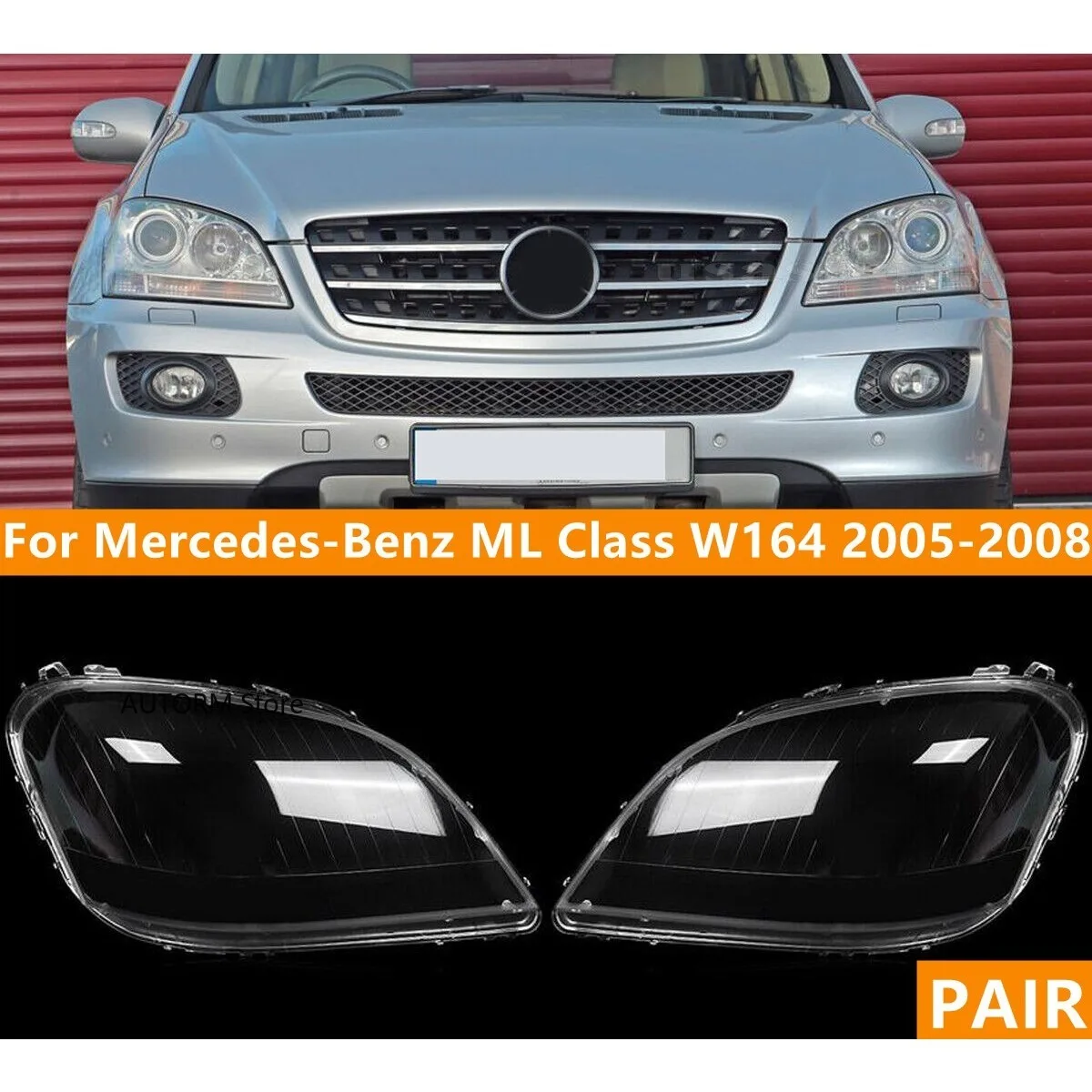 

Пара для Mercedes-Benz ML Class W164 ML350 500 2005-2008, прозрачная крышка объектива автомобильной фары, абажур, крышка