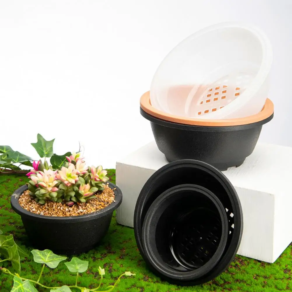 

2Pcs Durable Succulent Planter Thick Succulent Pot Corrosion-resistant Round Shape Succulent Planter Easy to Store