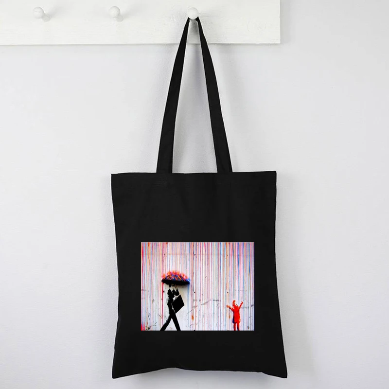 

Art Print Tote Bag Canvas New Shopping Bag England Style Shopping Bags for Boutique Cartoon Custom Shopping Bags with Logo