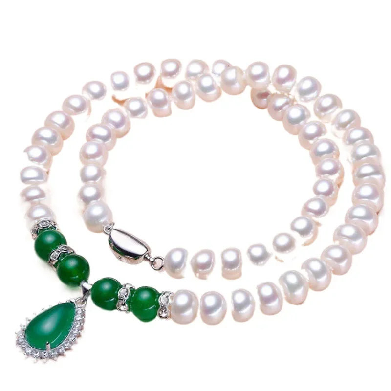 Ожерелье из натурального пресноводного жемчуга женская цепочка на ключицы