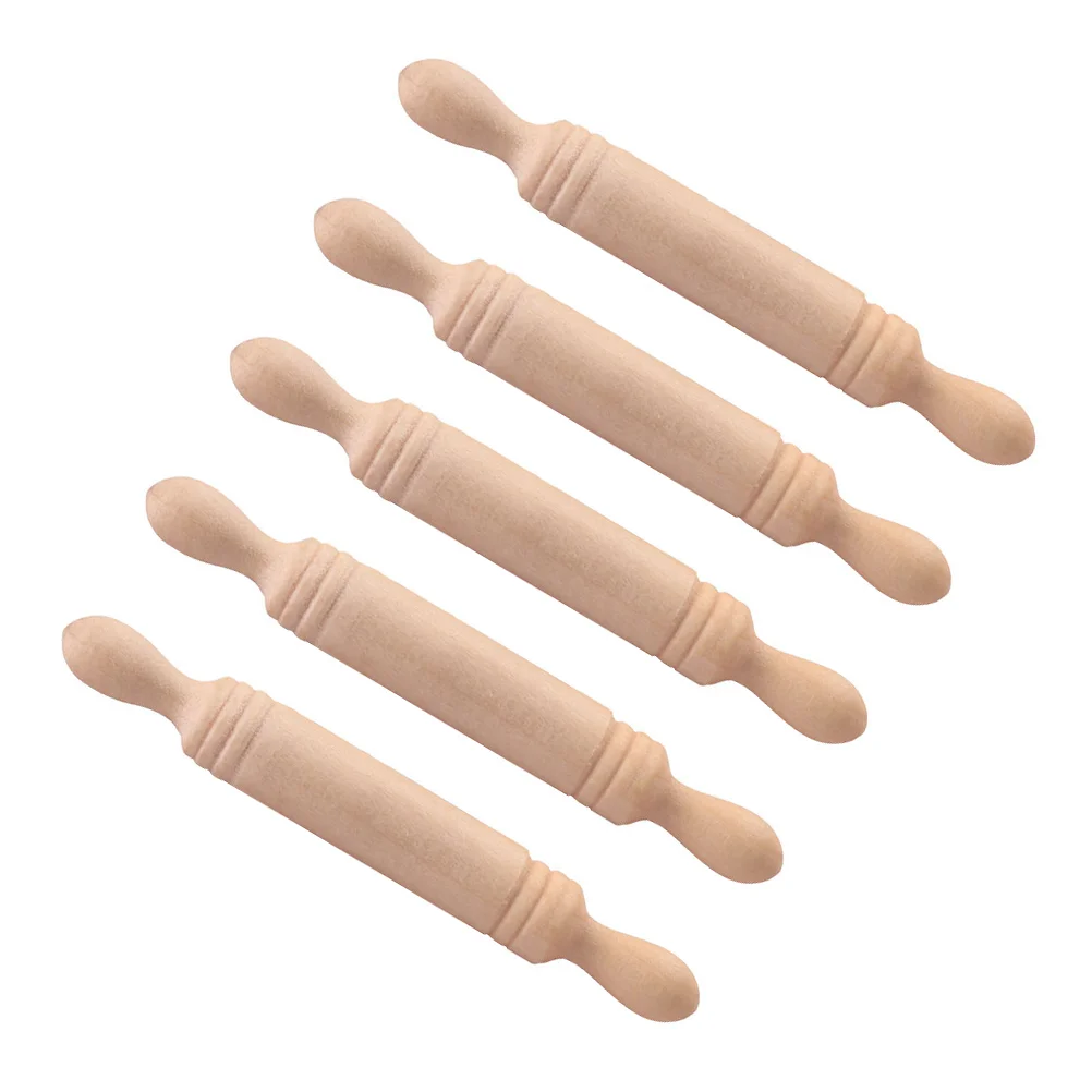 

Rolling Pin Mini Wooden Silicone Miniature Wood Kidstoys Adornments Children Kitchenware Accessory Houseforset Toy Roller