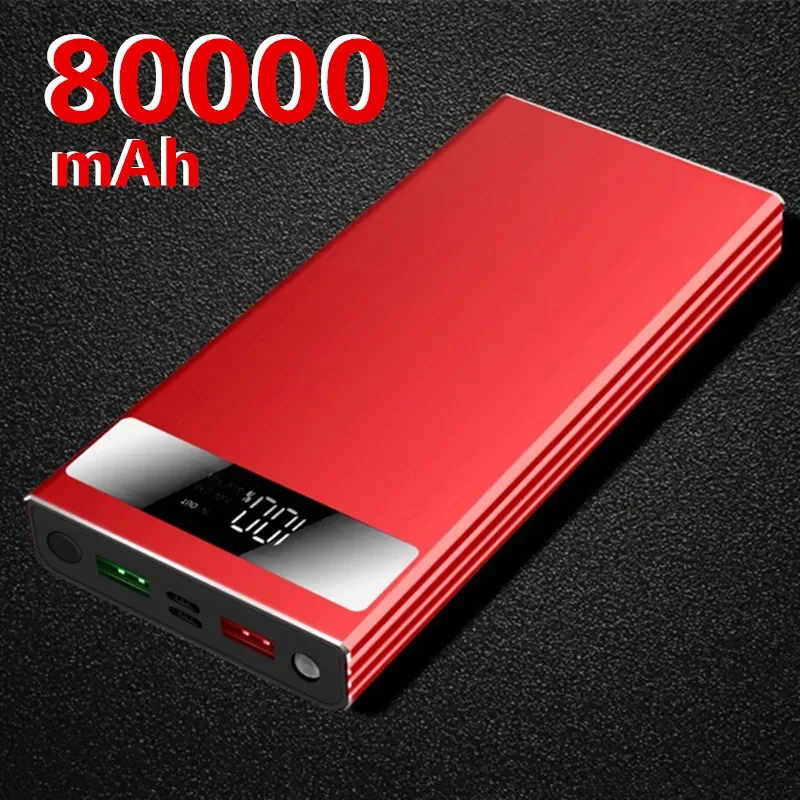 

2023New 80000mAh Slim Power Bank Portable Charger External Battery Pack Powerbank For iPhone Xiaomi Huawei Samsung Power Bank
