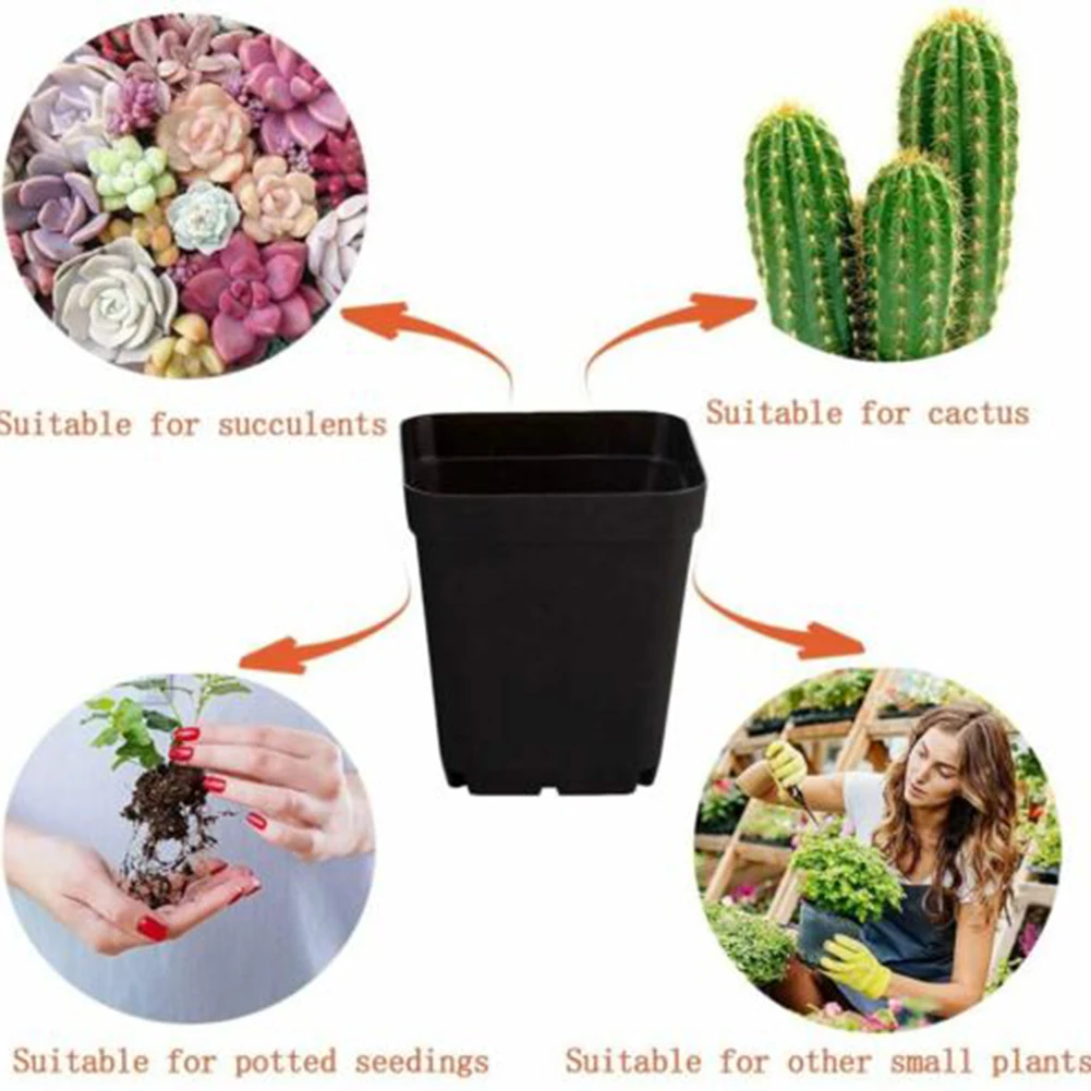 

10PC Colorful Multi Square Nursery Flower Pot Plastic Nursery Pot Plant Seeds Nursery Box Transplant Flower Tray For Home Garden