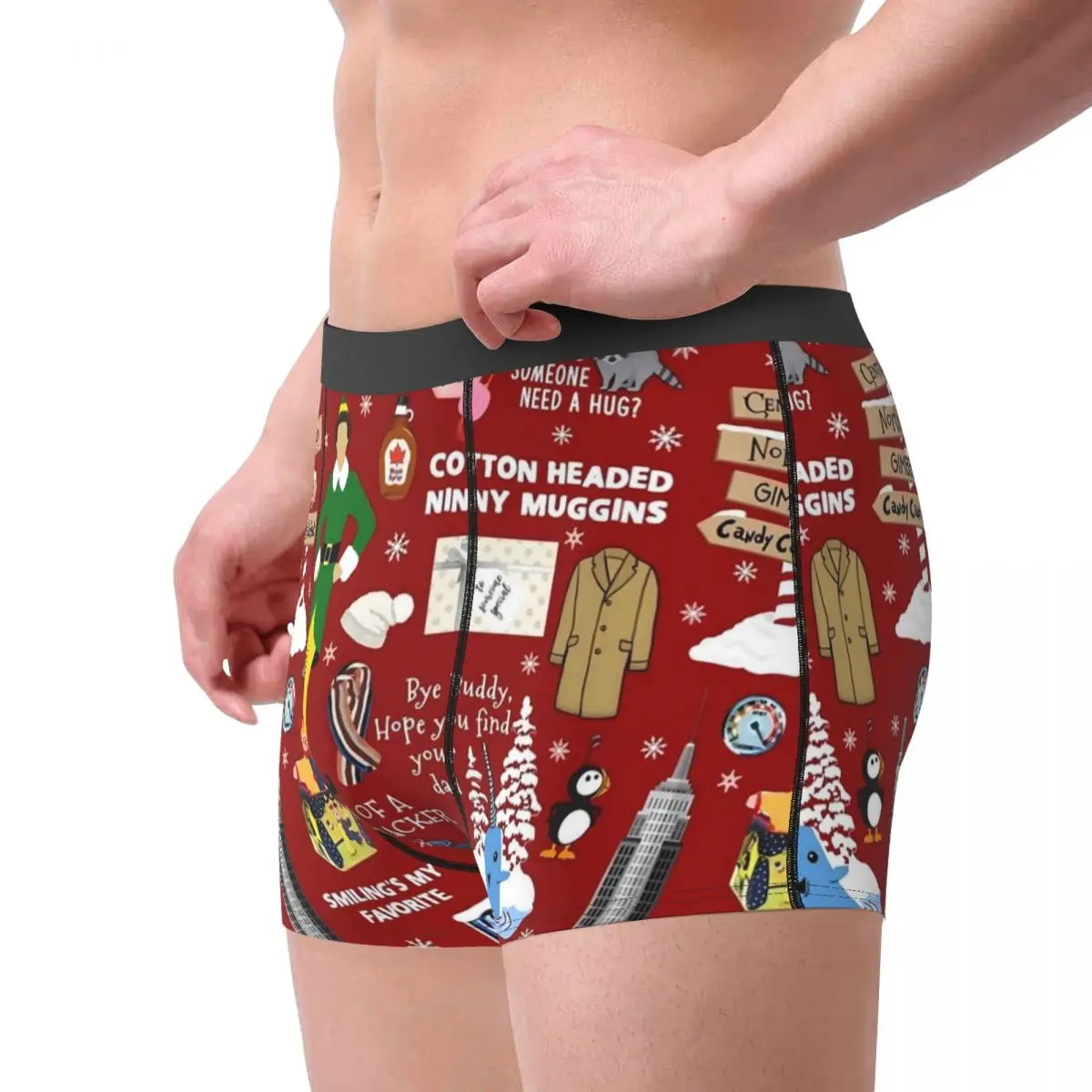 Рождественское нижнее белье Buddy the Elf коллаж мягкие трусики дизайнерские шорты