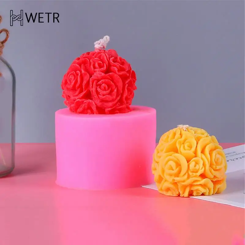 

DIY 3D Rose Flowers Ball Silicone Soap Mold Candle Molds Mould For Candy Craft Resin Molds