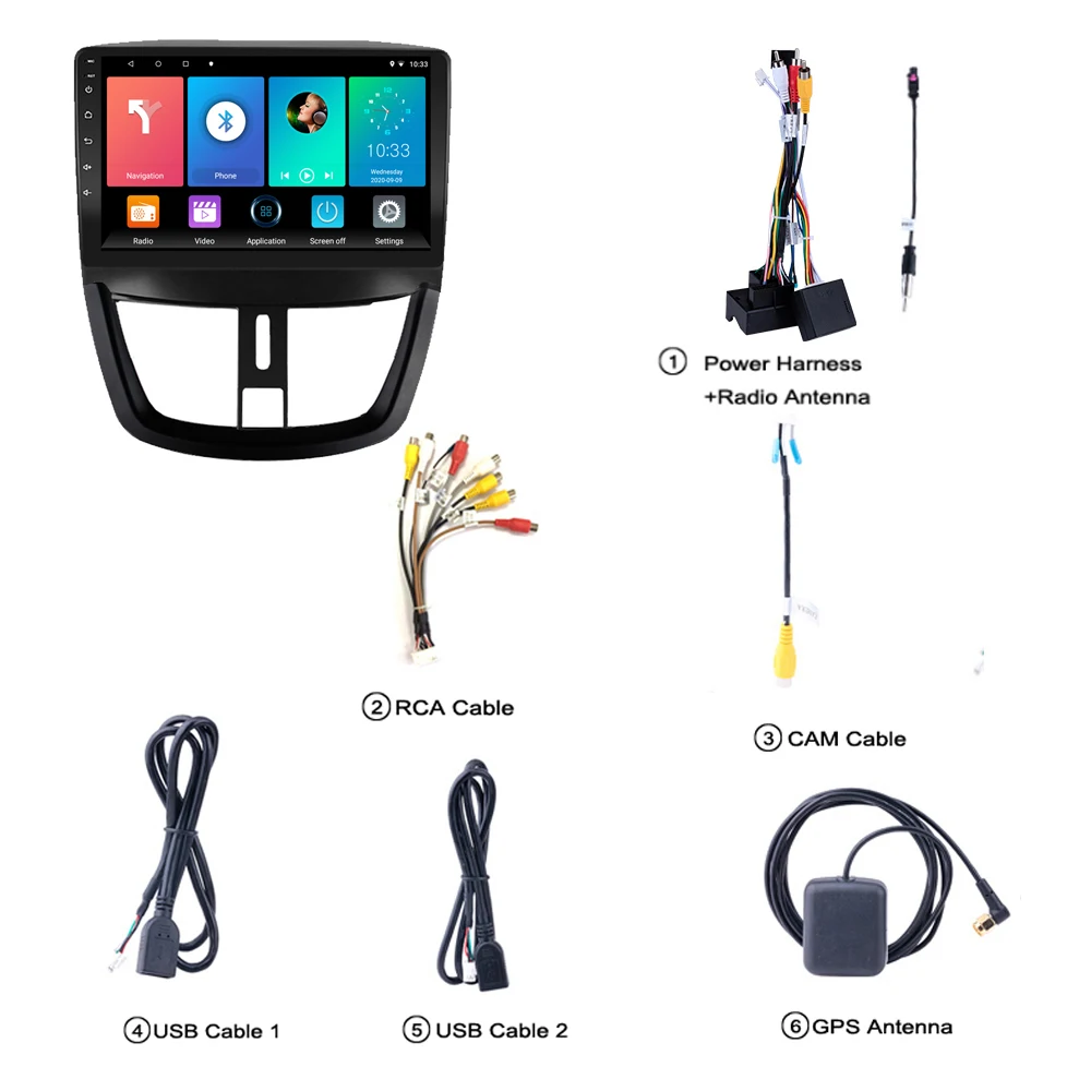 $109.34 4G WiFi For Peugeot 207 207CC 206 Plus 2007-2013 Android Carplay 2 Din 9 Inch Radio GPS Navigation Multimedia Player Head Unit