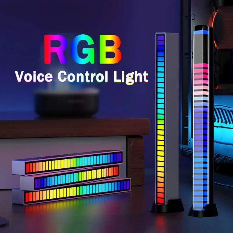 

LED Music Rhythm Light Bar RGBIC 3D Pickup Light Gaming Ambient Light Birthday Party Car Decor 32/40LED Decorative Light Bar