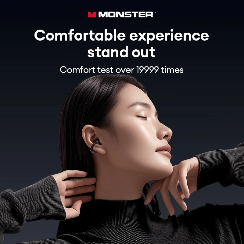 Фото Monster MQT65 OWS Bluetooth 6.0 Наушники Hi-Fi Качество звука HD Вызов Беспроводные наушники Зажим для ушей Спортивные наушники с шумоподавлением №4